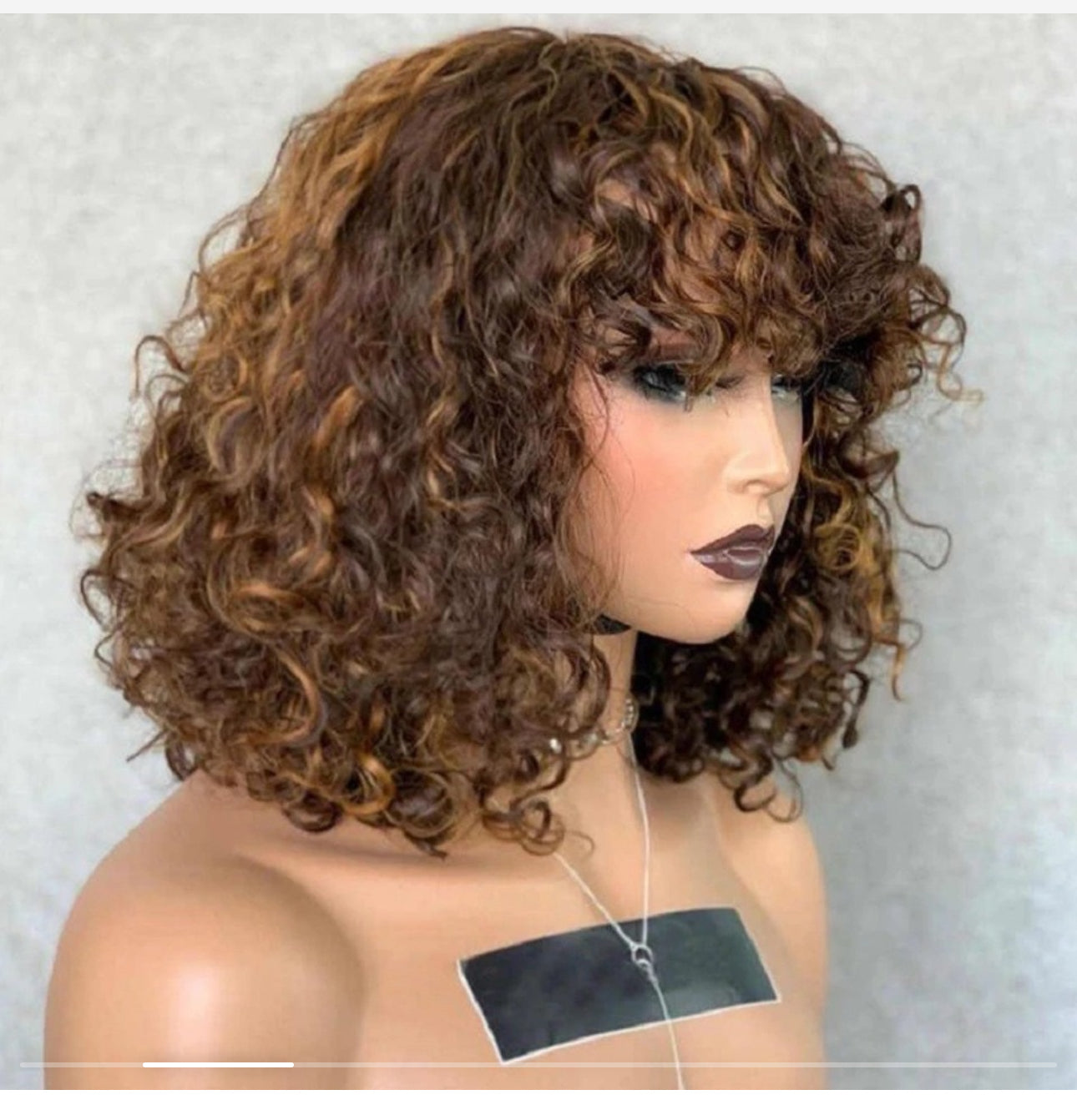 Bobbett curly bang wig