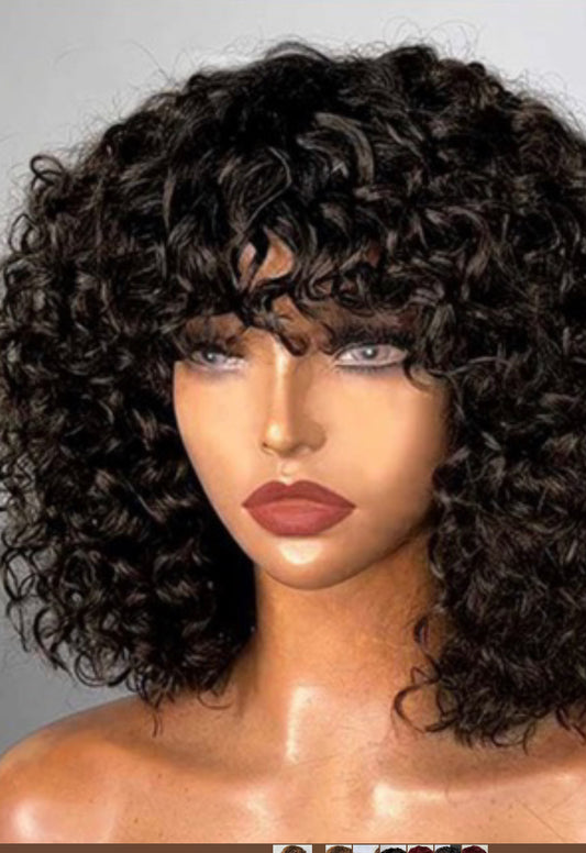 Bobbett curly bang wig