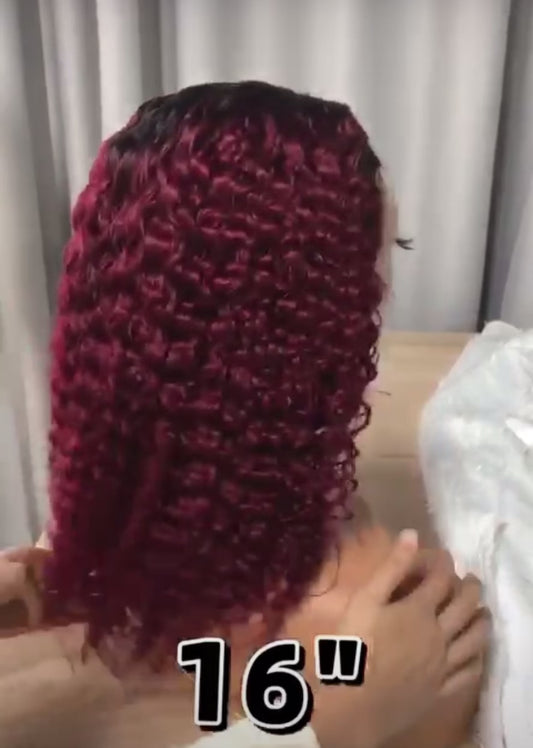 Ombre Burgundy water wave